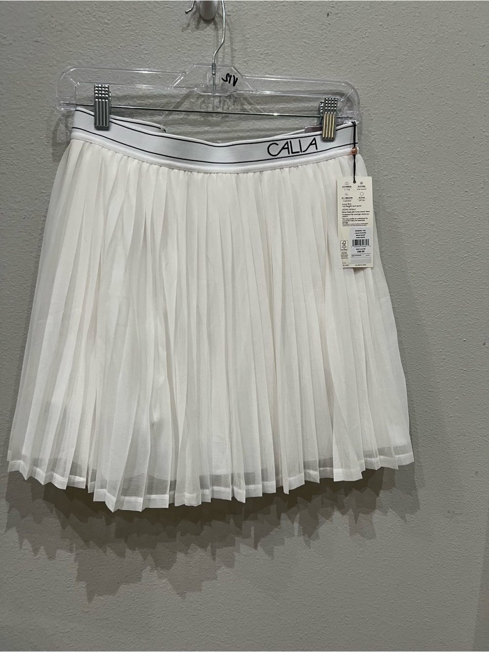 White Pleated Skirt with Branded Elastic Waistband nwt Calia Sz XXL pickleball